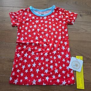 NWT Sleepy Drew Pajama Top Only Bamboo 6T Red White Stars Ringer